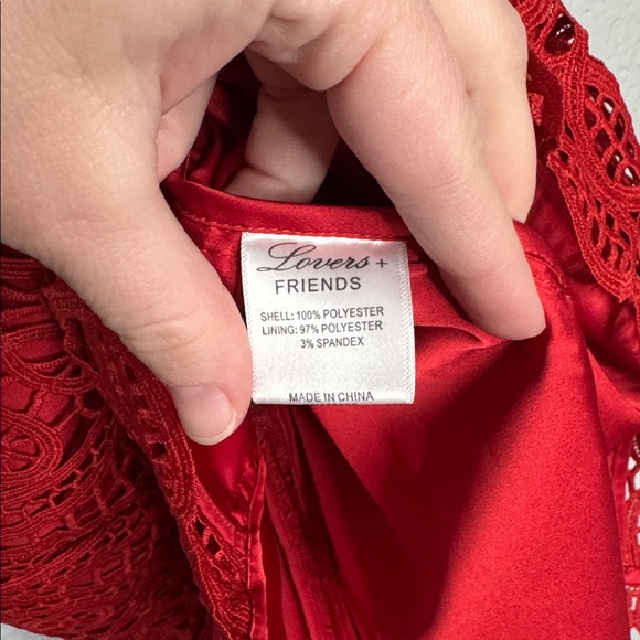Lovers + Friends Caspian Red Lace Shift Dress Revolve XS Holiday Party Coquette - Picture 6 of 7